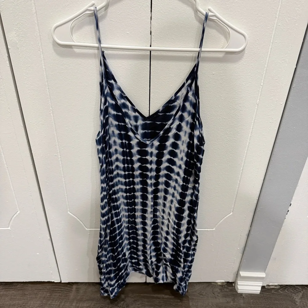 SHEIN Blue Tie Dye Mini Loose Fitting Dress